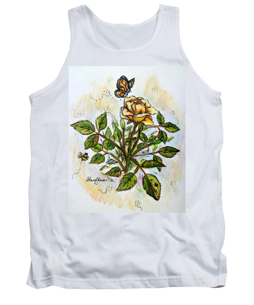 Garden Tank Top featuring the painting Sunshine In My Garden by Shana Rowe Jackson
