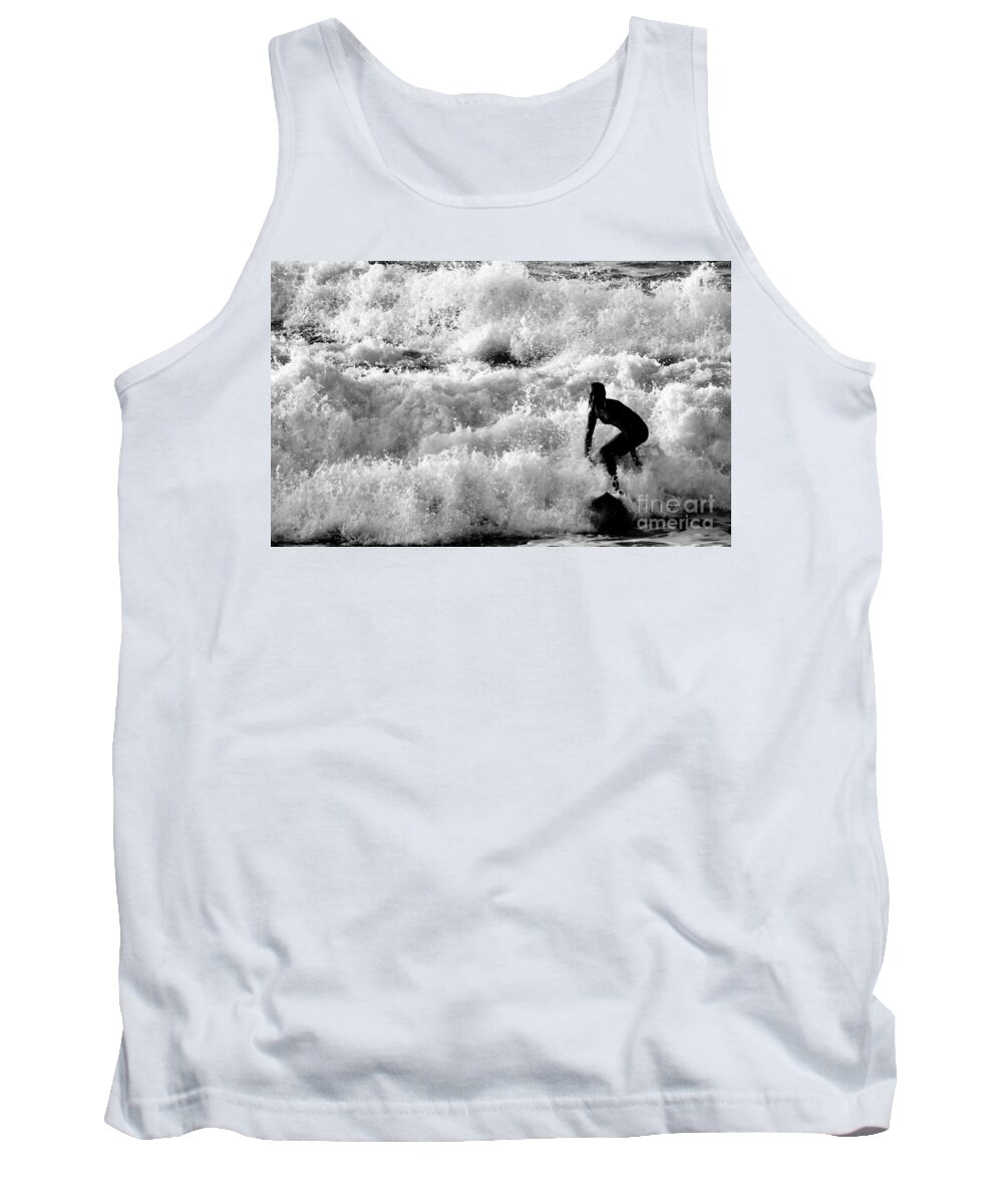 Surfer Tank Top featuring the photograph White Surf by Debra Banks