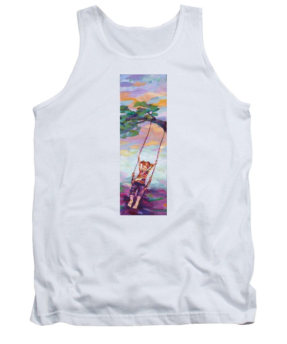 Child Swinging Tank Top featuring the painting Swinging With Sunset Energy by Naomi Gerrard