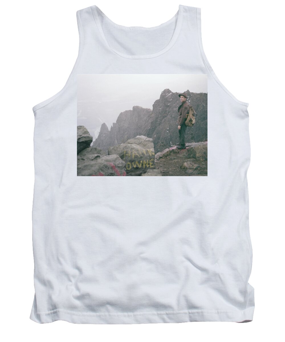 Fred Beckey Tank Top featuring the photograph T-04701 Fred Beckey on Mt. Si 1958 by Ed Cooper Photography