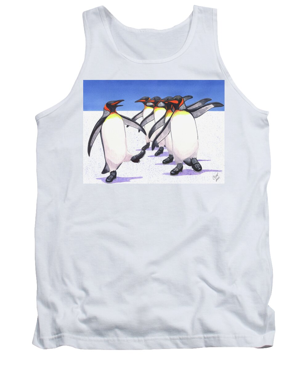Penguin Tank Top featuring the painting Tappity Tap by Catherine G McElroy