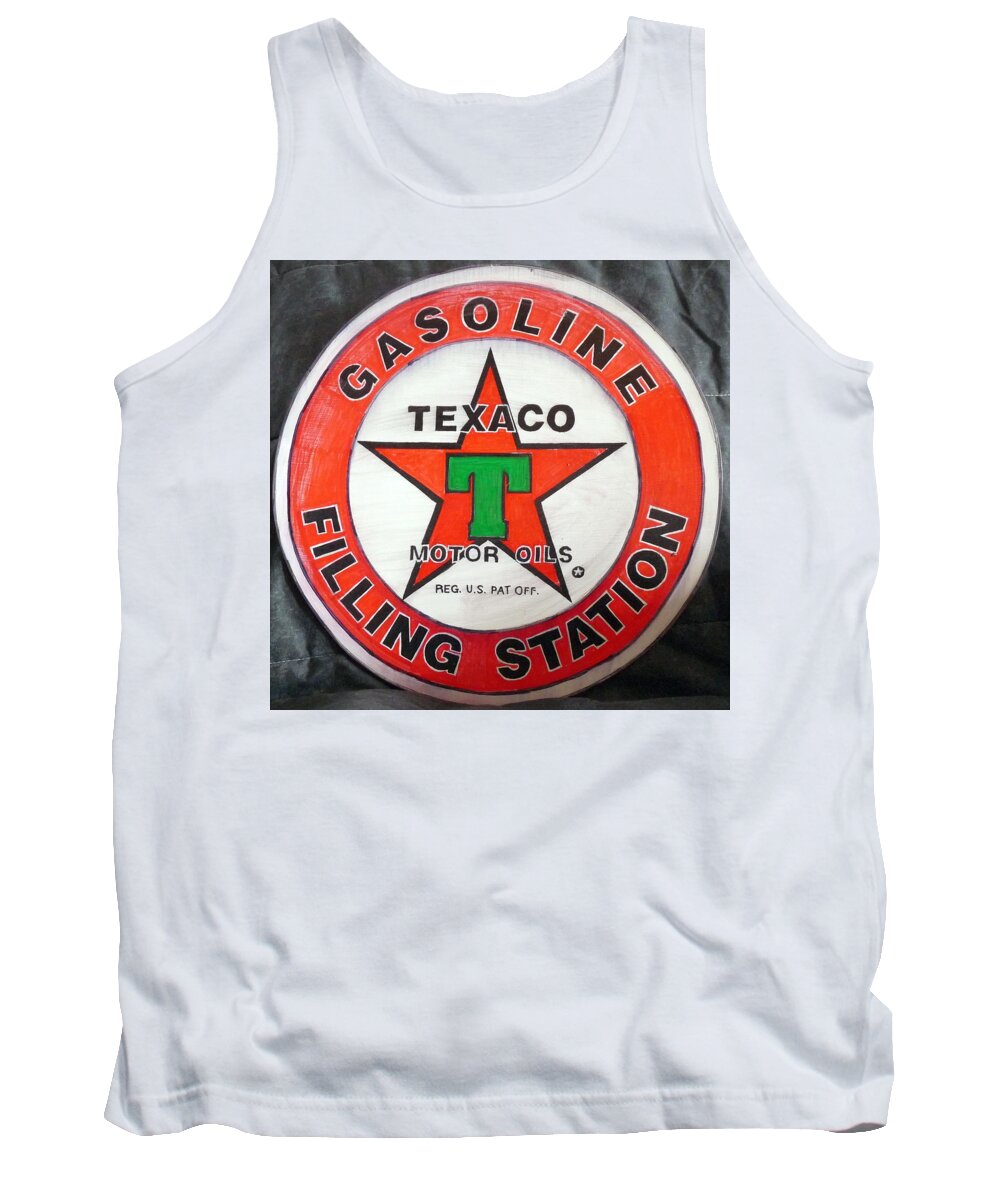 Texaco Tank Top featuring the painting Texaco Sign by Richard Le Page