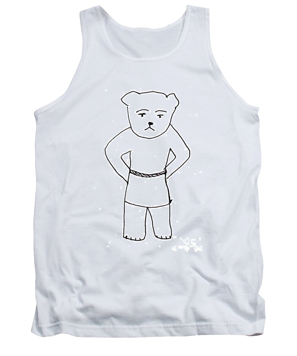 Line Drawing Tank Top featuring the drawing The bear by Sophia Landau