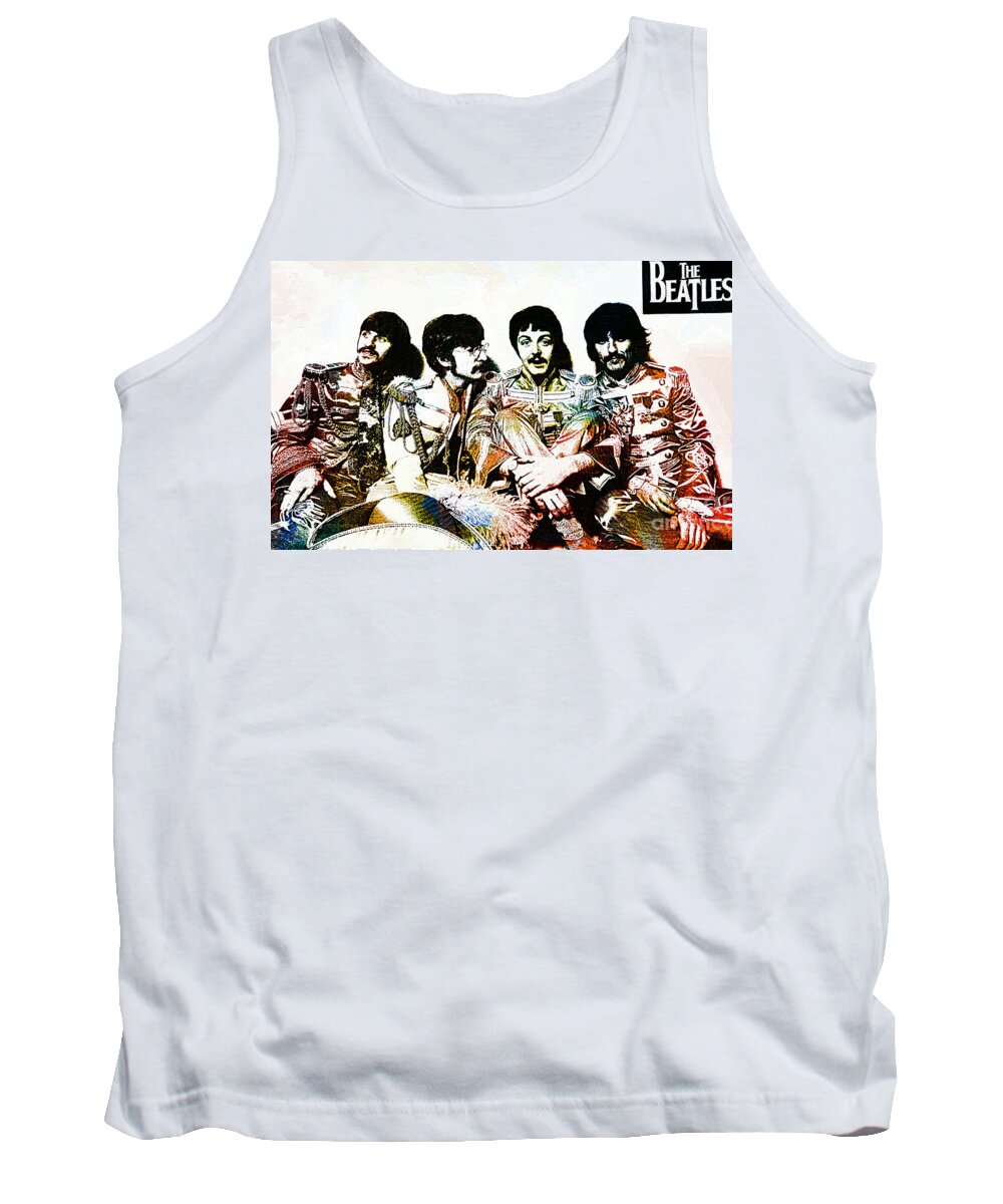 The Beatles Tank Top featuring the drawing The Beatles--Sargent Peppers Lonely Hearts Club Band by Ian Gledhill