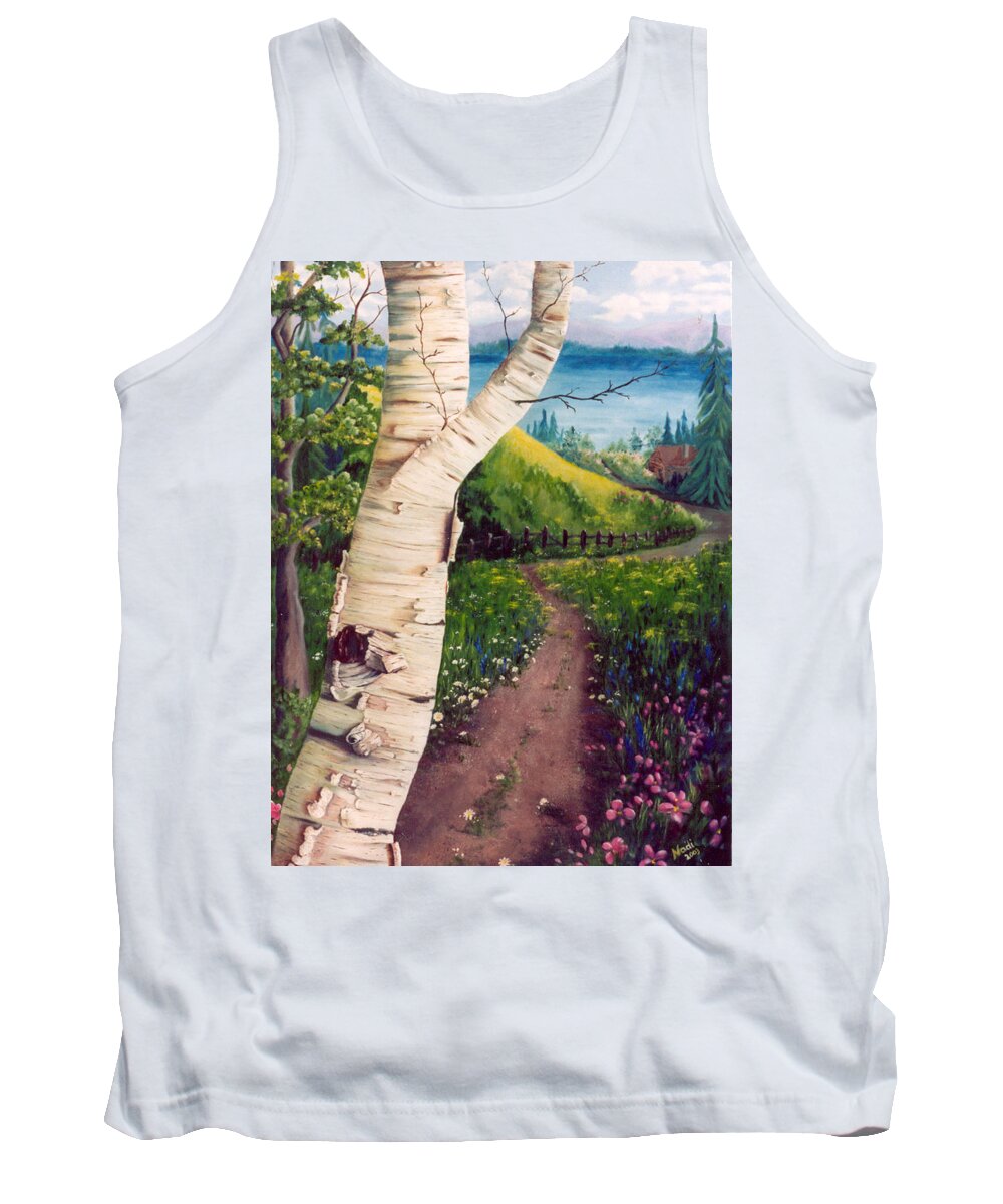 Birch Tank Top featuring the painting The Birch by Renate Wesley