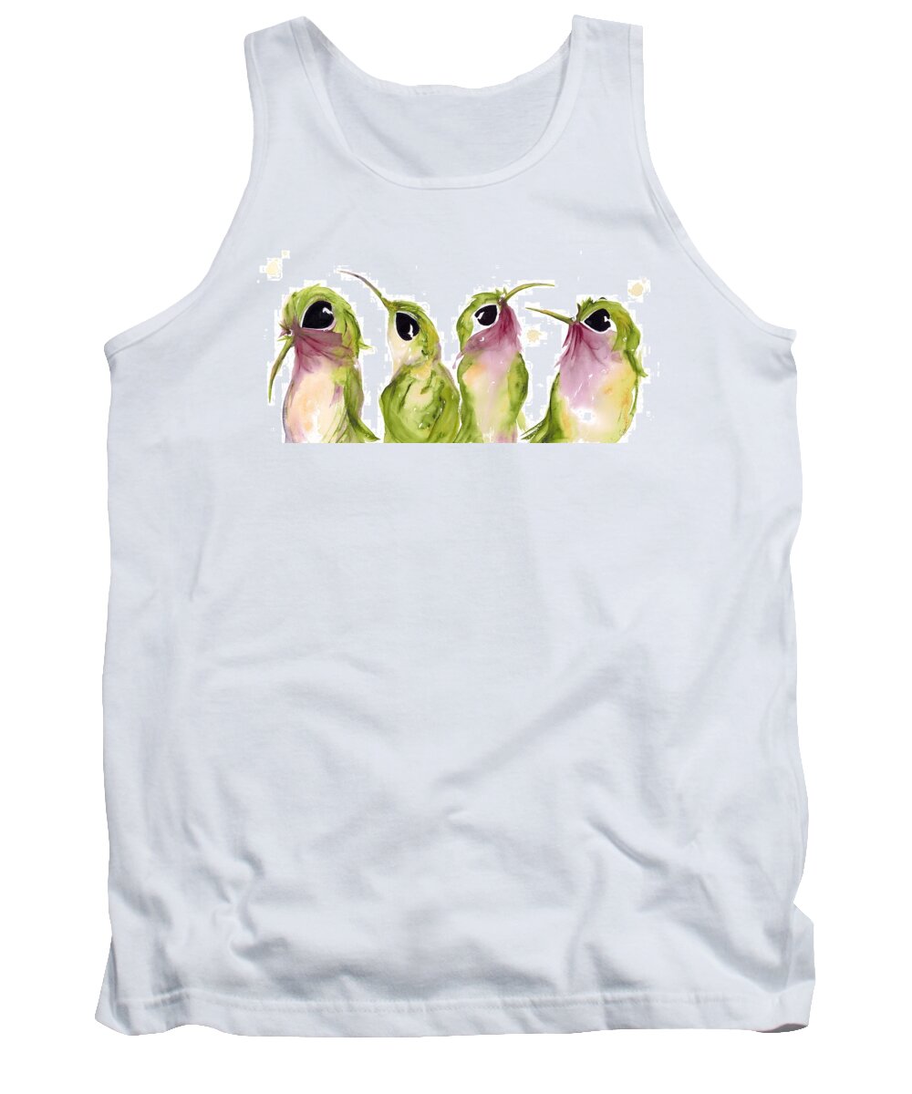 Broadtail Hummingbirds Tank Top featuring the painting The Broad-tails by Dawn Derman