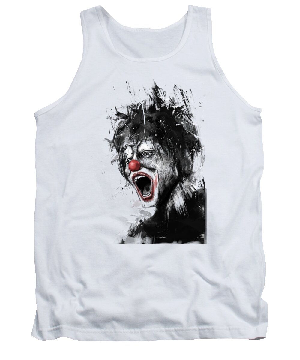 Clown Tank Top featuring the mixed media The Clown by Balazs Solti