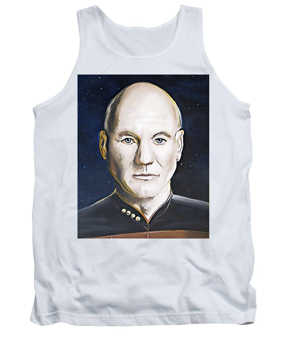 Picard Tank Top featuring the digital art The Commanding Officer by David Bader