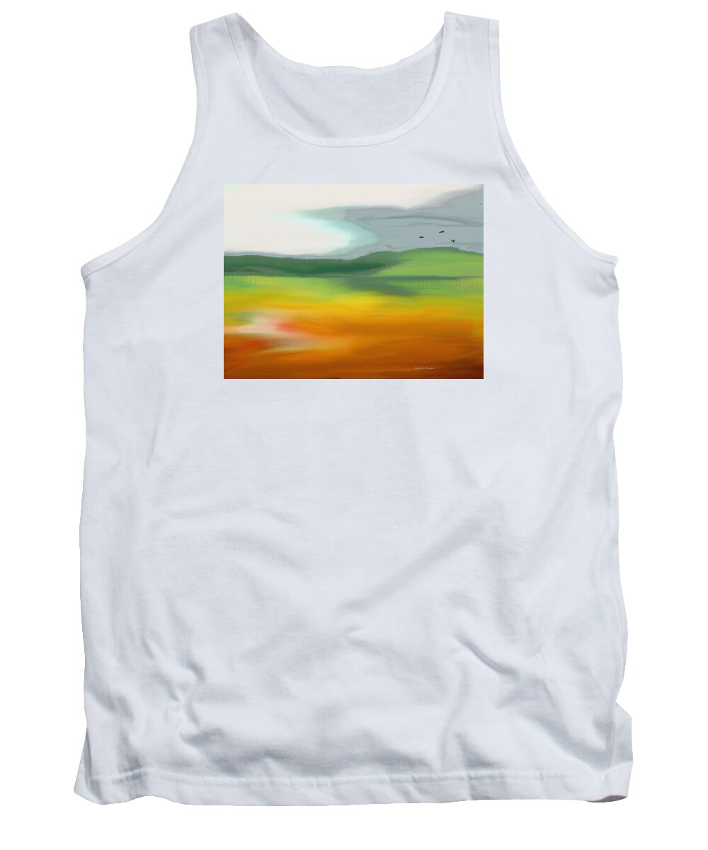 Abstract Tank Top featuring the painting The Distant Hills by Lenore Senior