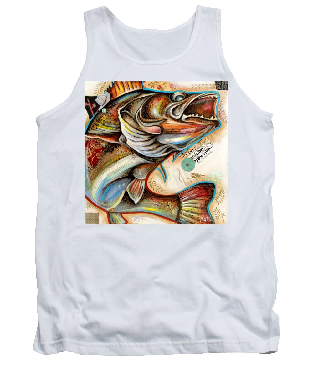 Fish Art Tank Top featuring the mixed media The Fish by Katia Von Kral