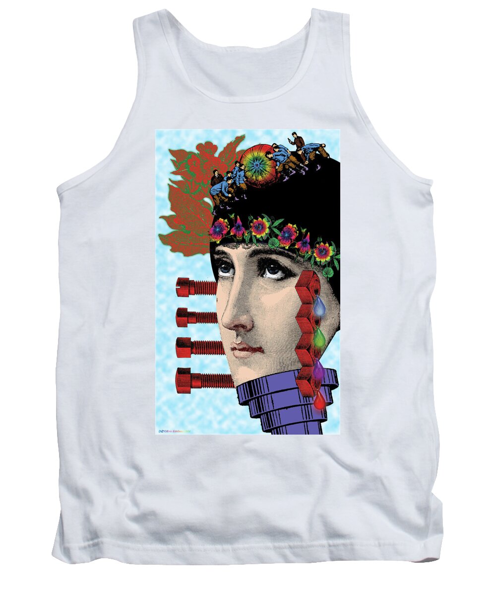 Digital Collage Tank Top featuring the digital art The Flow of Memory by Eric Edelman
