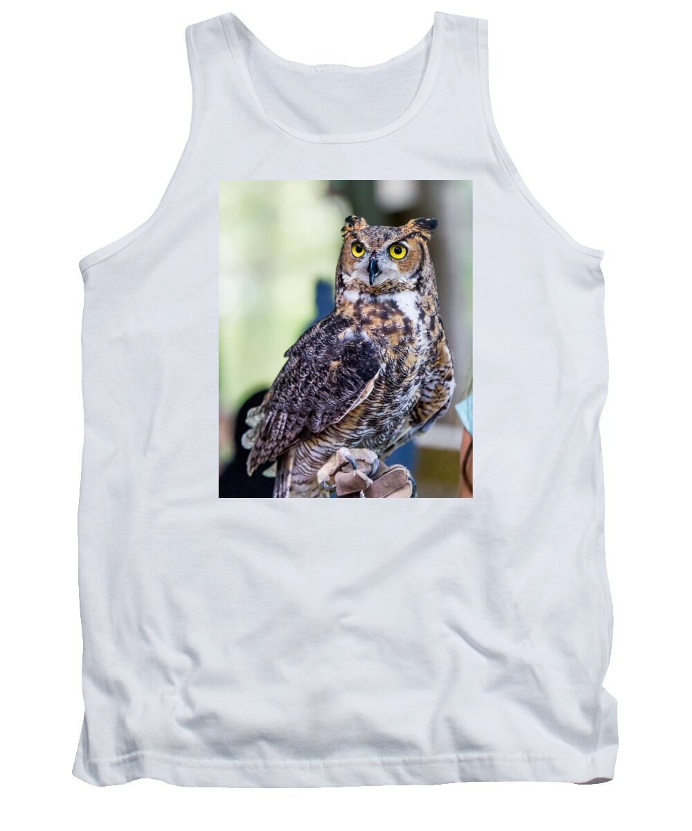 Chimney Rock Tank Top featuring the photograph The Great Horned Owl by Stephen Brown