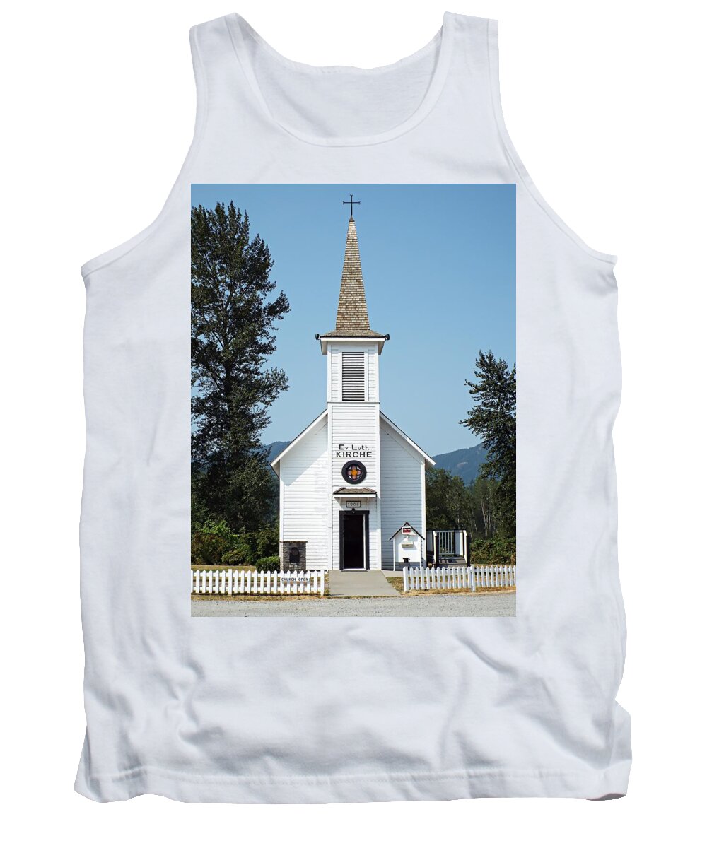 United States Tank Top featuring the photograph The Little White Church in Elbe by Joseph Hendrix