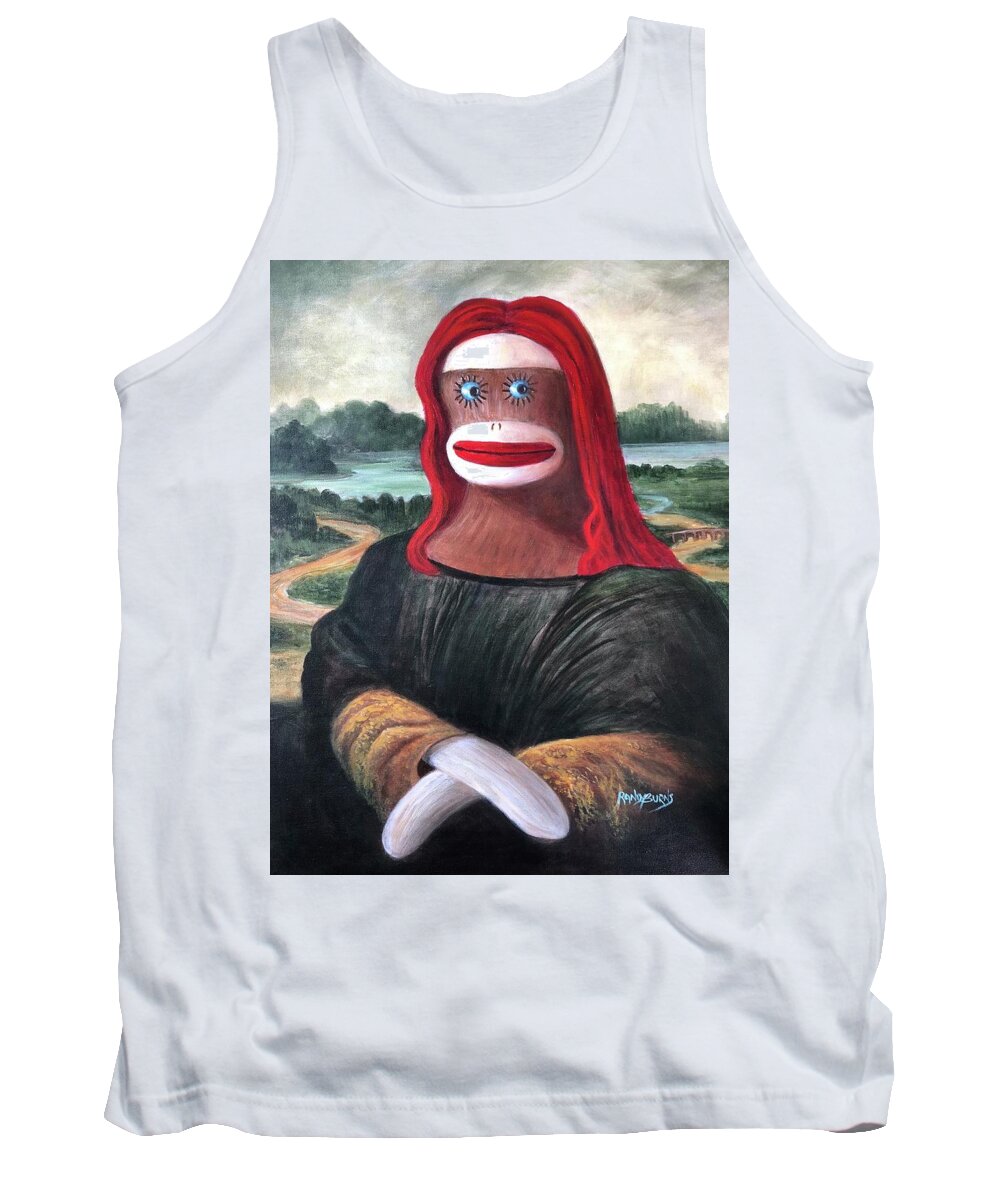 Mona Lisa Tank Top featuring the painting The Monkey Lisa by Rand Burns