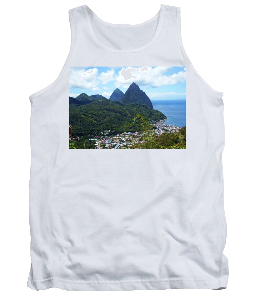 Pitons Tank Top featuring the photograph The Pitons, St. Lucia by Kurt Van Wagner