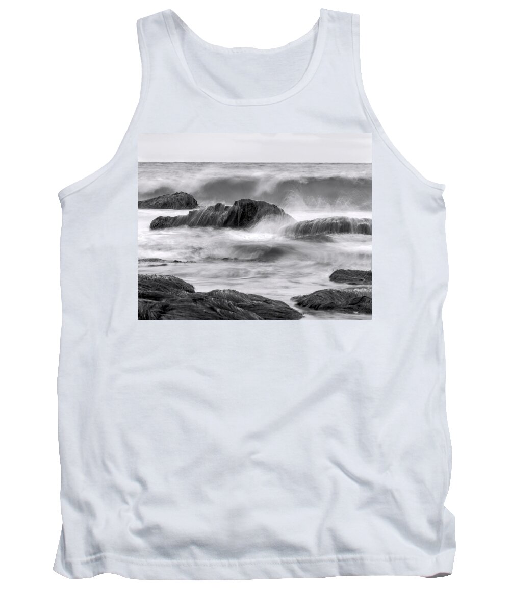 Art Tank Top featuring the photograph The Sea Marches On bw by Denise Dube