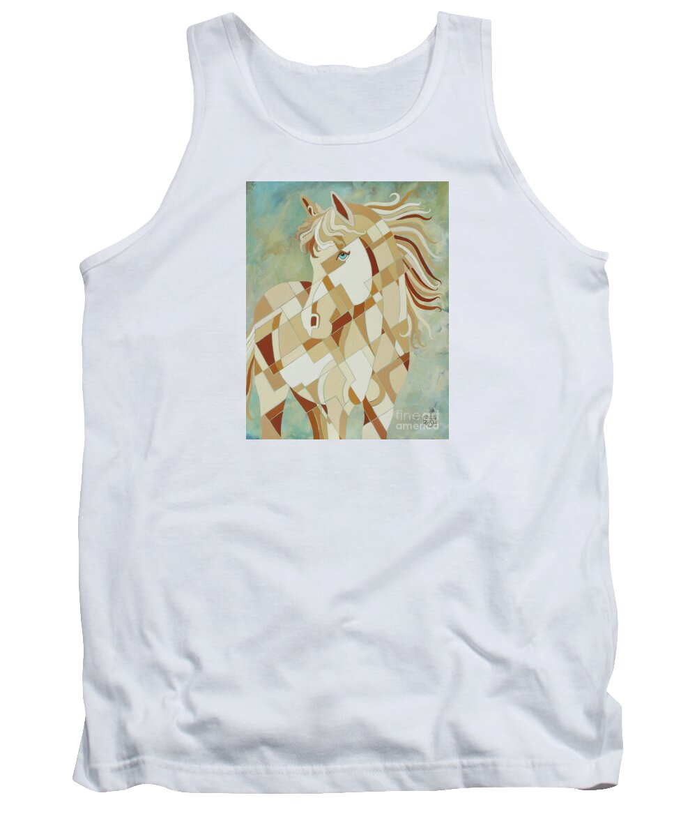 White Horse Tank Top featuring the painting The Tao of Being Carefree by Barbara Rush