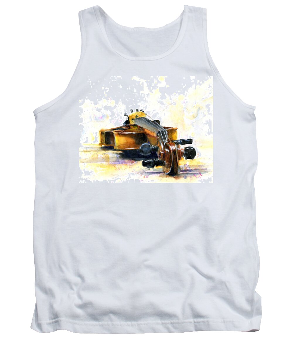 Violin. Watercolor Tank Top featuring the painting The Violin by John D Benson