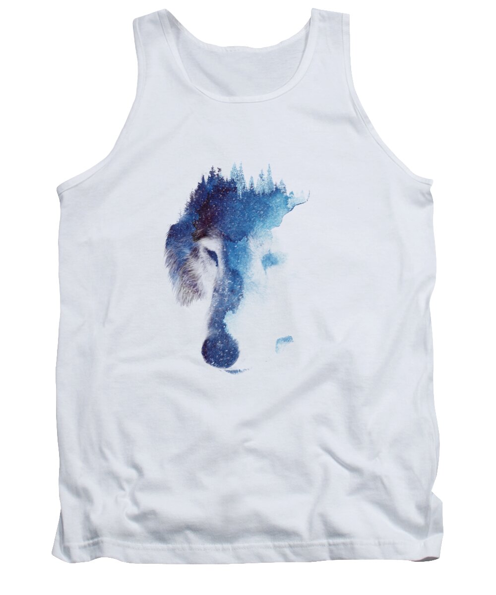 Wolf Tank Top featuring the mixed media Through many storms by Robert Farkas