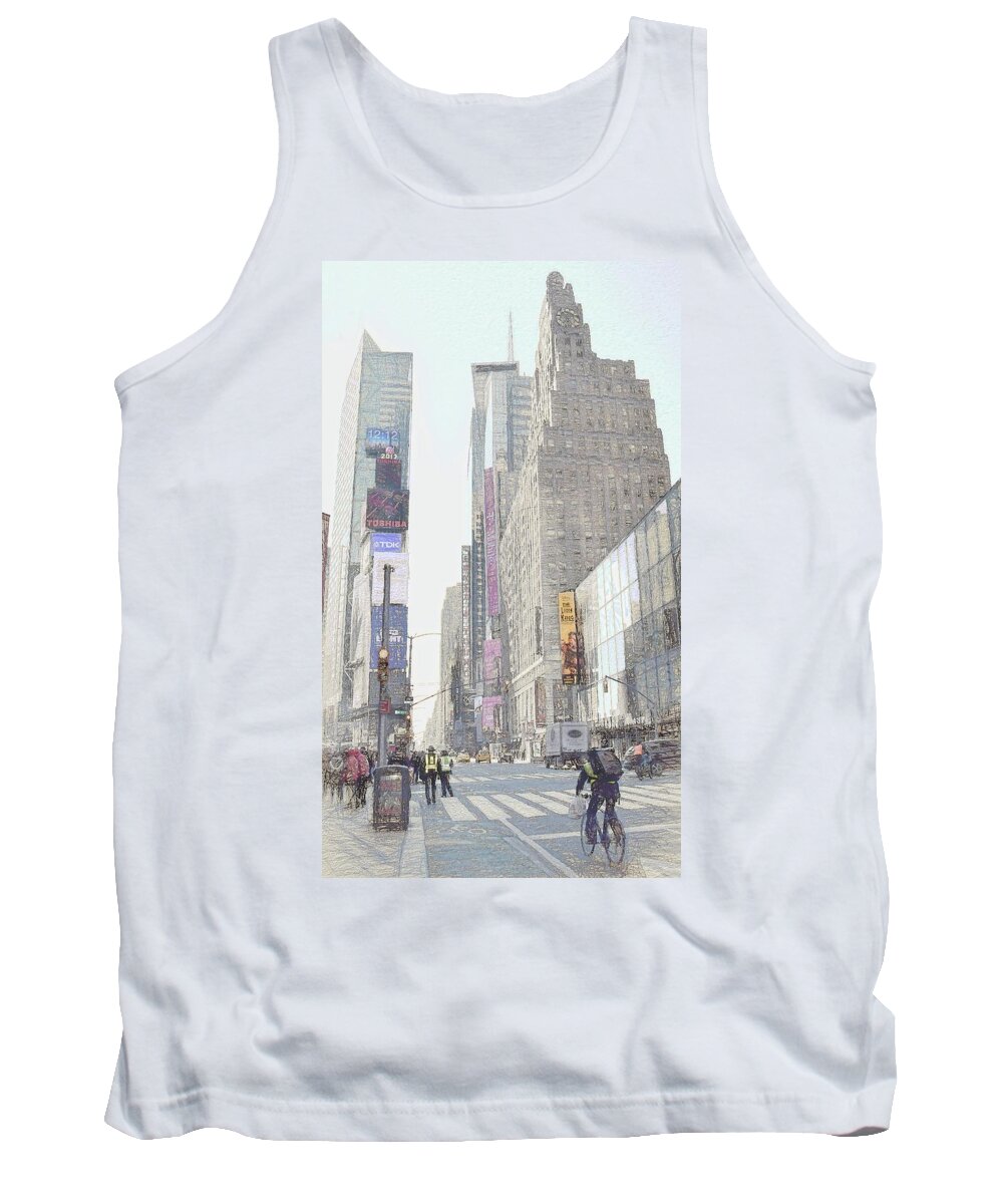 Times Square Tank Top featuring the photograph Times Square Street Scene by Dyle Warren