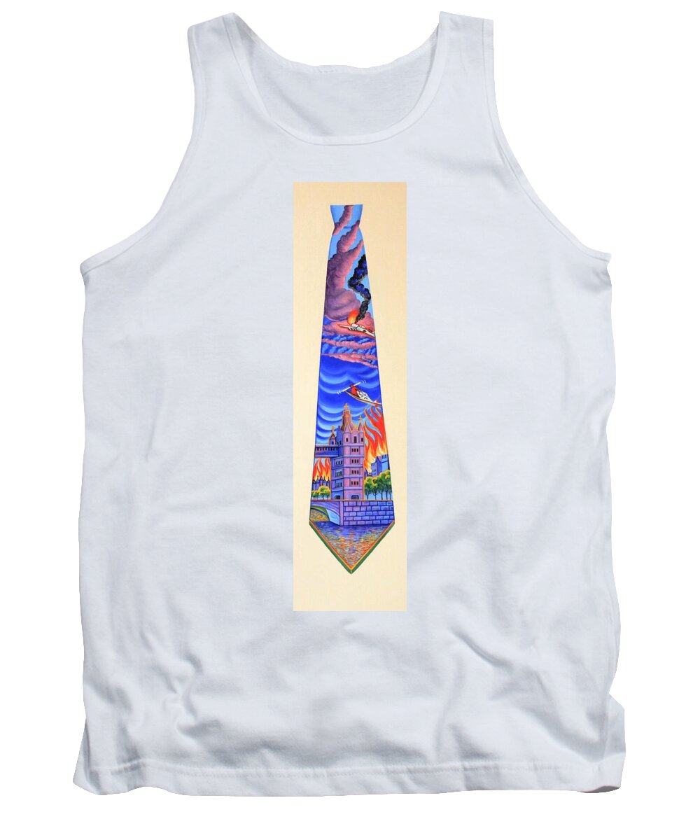 Tie Tank Top featuring the painting Tower Of London by Tracy Dennison