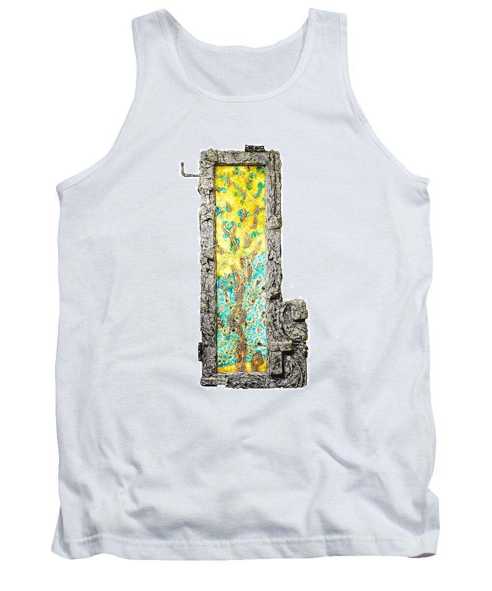 Aspen. Tree Tank Top featuring the sculpture Tree and Stump Inside a Window by Christopher Schranck