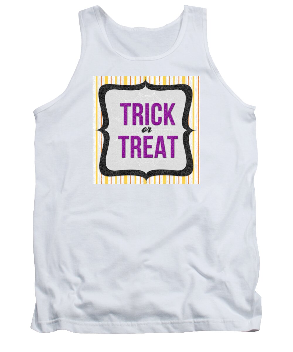 Halloween Tank Top featuring the mixed media Trick or Treat- Art by Linda Woods by Linda Woods