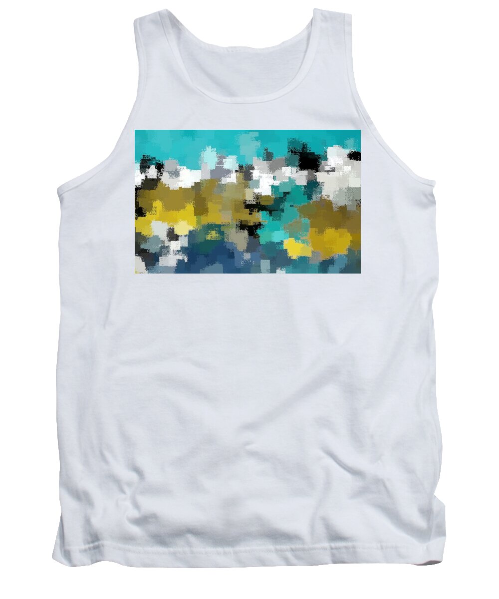 Turquoise Tank Top featuring the digital art Turquoise and Gold by David Manlove