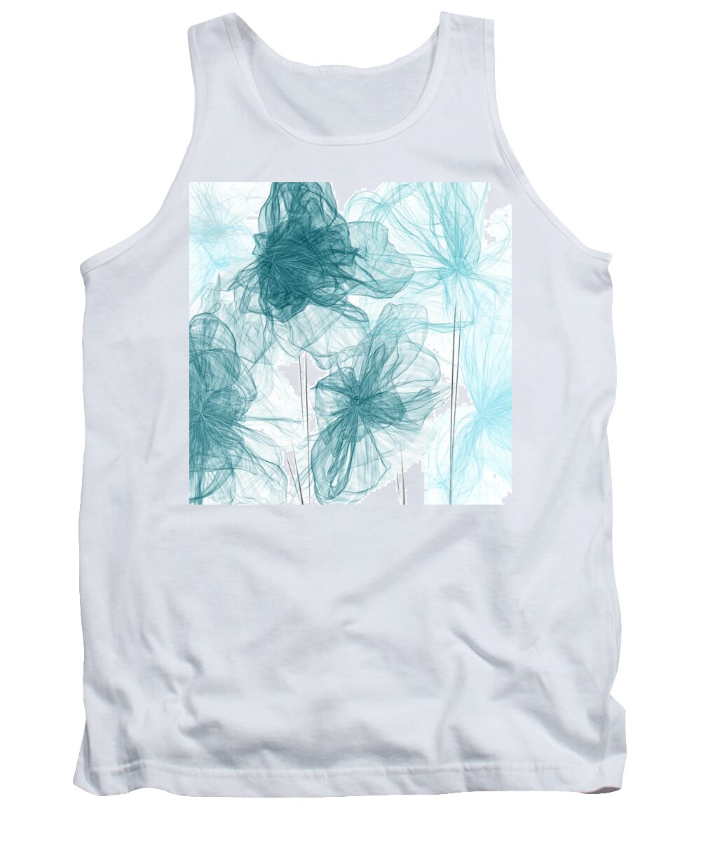 Blue Tank Top featuring the painting Turquoise In Sync by Lourry Legarde