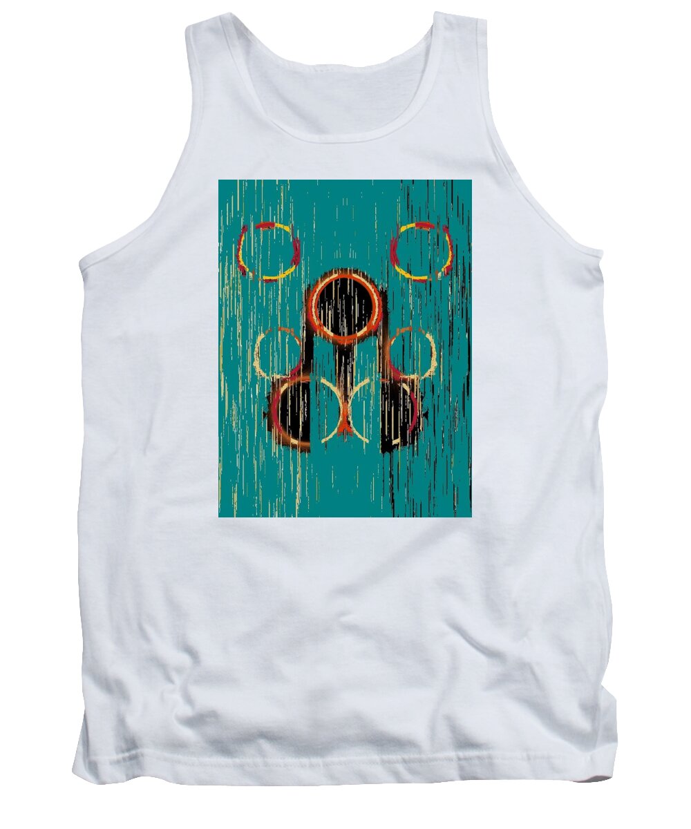 Abstract Tank Top featuring the digital art Turquoise Rings by Cooky Goldblatt