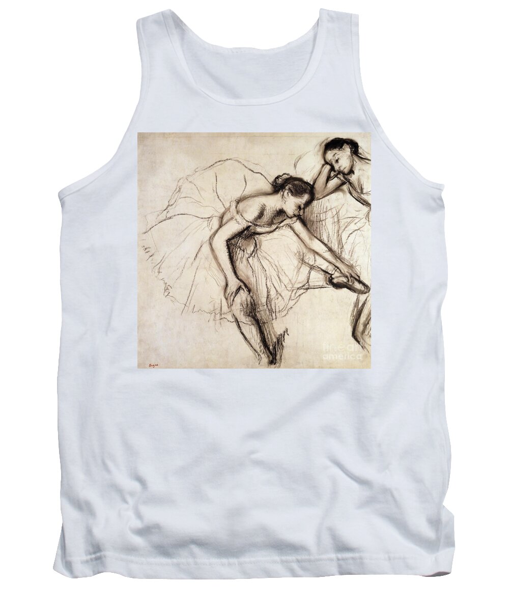 Degas Tank Top featuring the drawing Two Dancers Resting by Edgar Degas