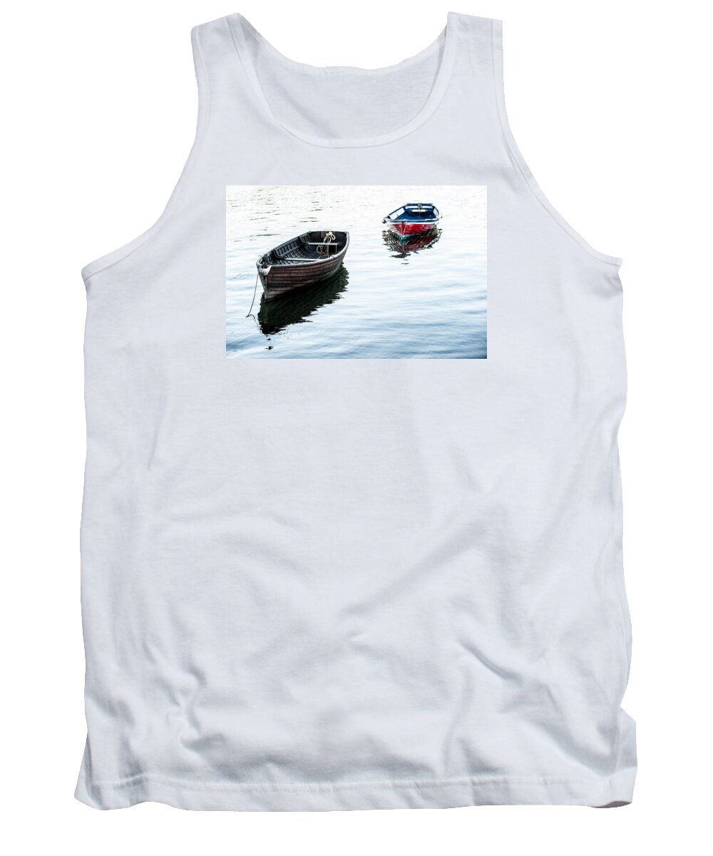 Rowing Boats Tank Top featuring the photograph Two Moored Boats by Helen Jackson