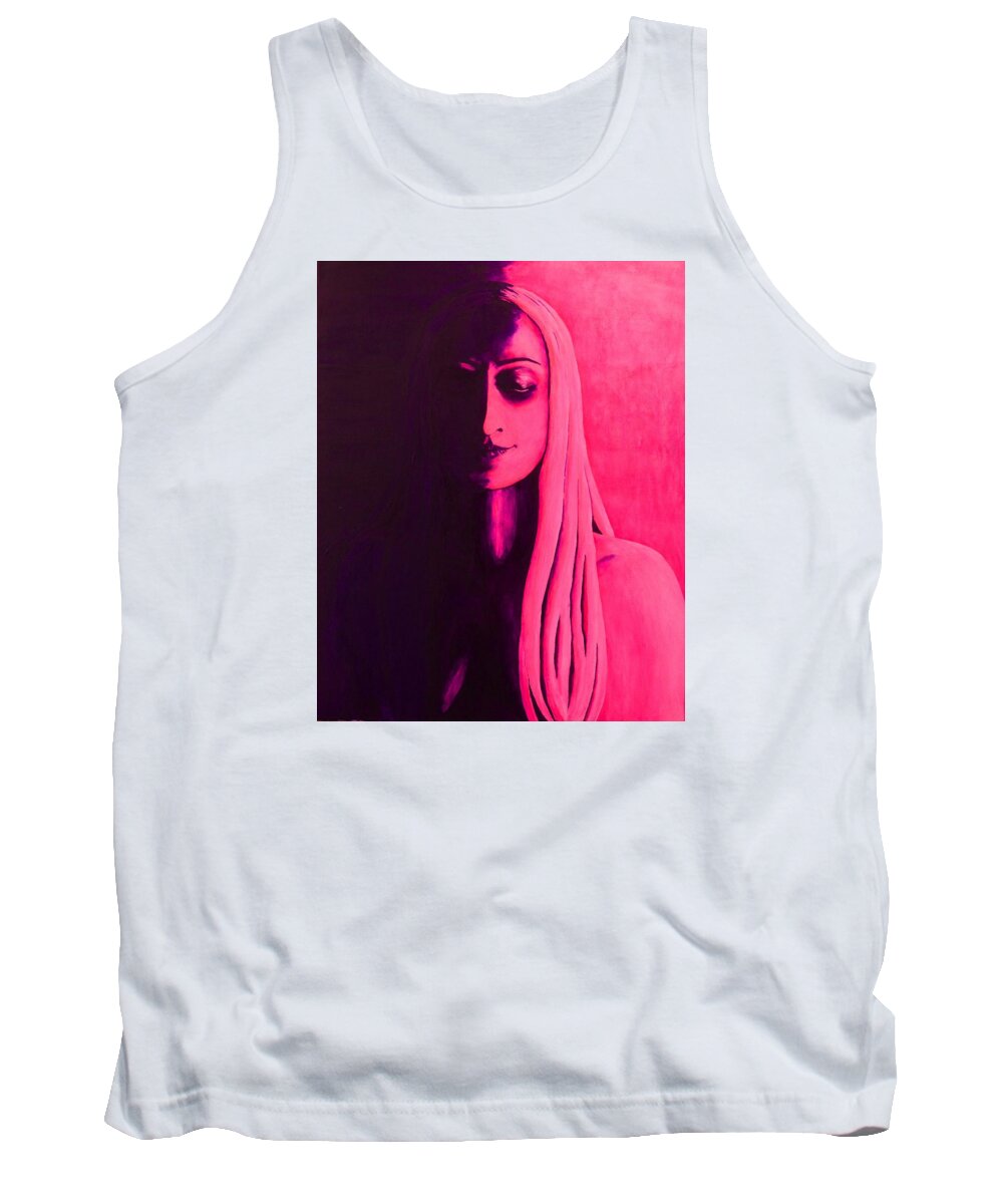 Woman Tank Top featuring the painting Unanswered In Pink and Purple by Susan M Woods