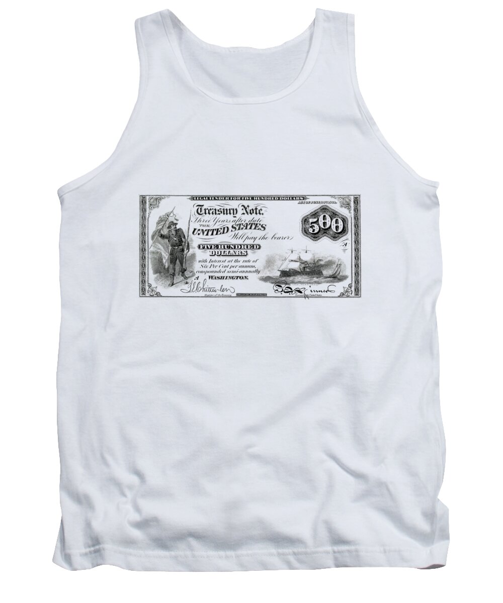 'paper Currency' Collection By Serge Averbukh Tank Top featuring the digital art U.S. Five Hundred Dollar Bill - 1864 $500 USD Treasury Note by Serge Averbukh