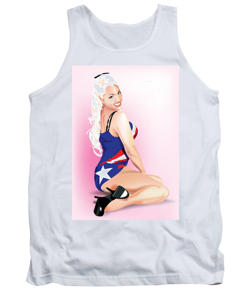 Stephanie Haynes Tank Top featuring the digital art USA Pin-Up by Brian Gibbs