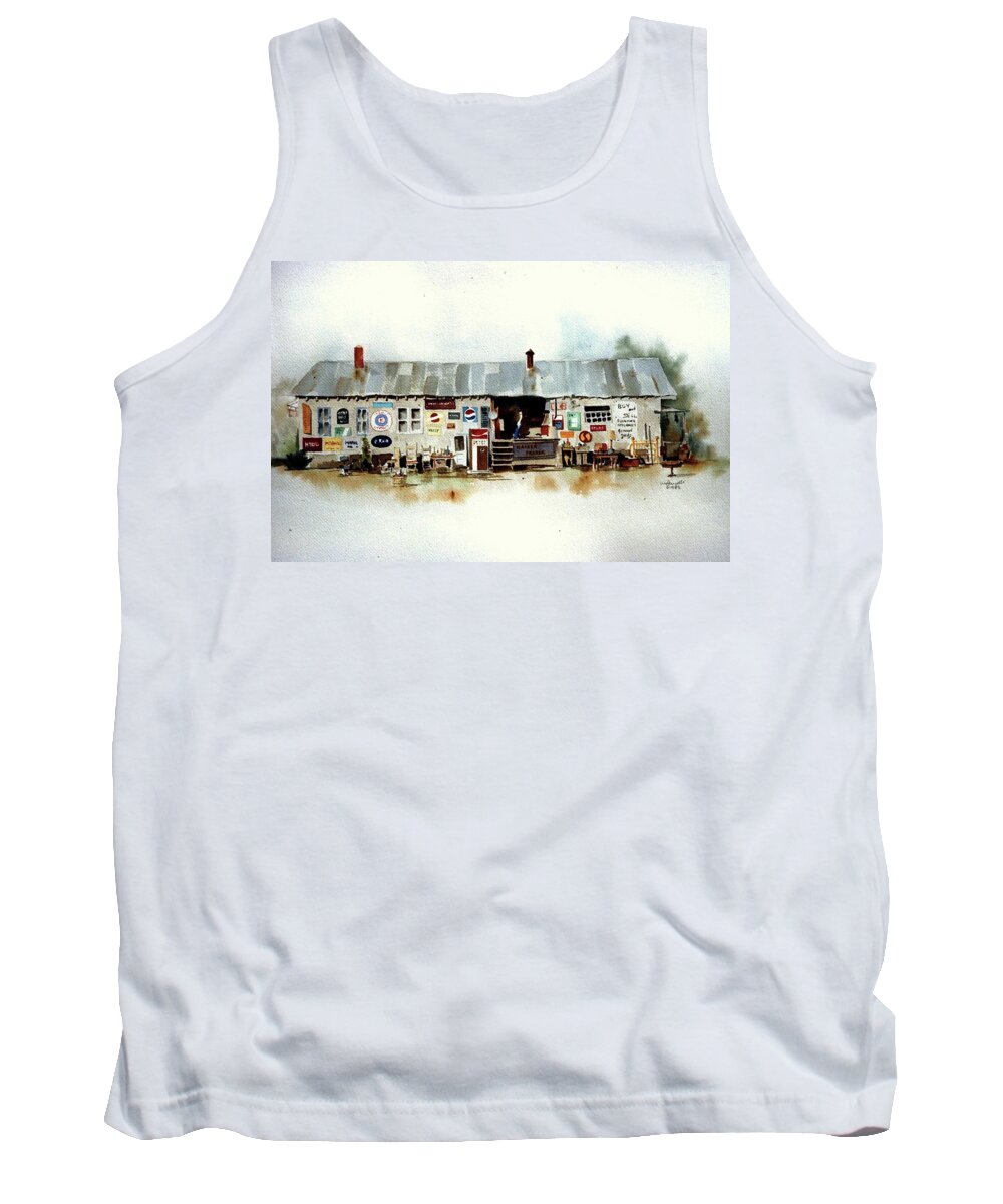 Watercolor Rendering Of Roadside Used Furniture Store. Tank Top featuring the painting Used Furniture by William Renzulli