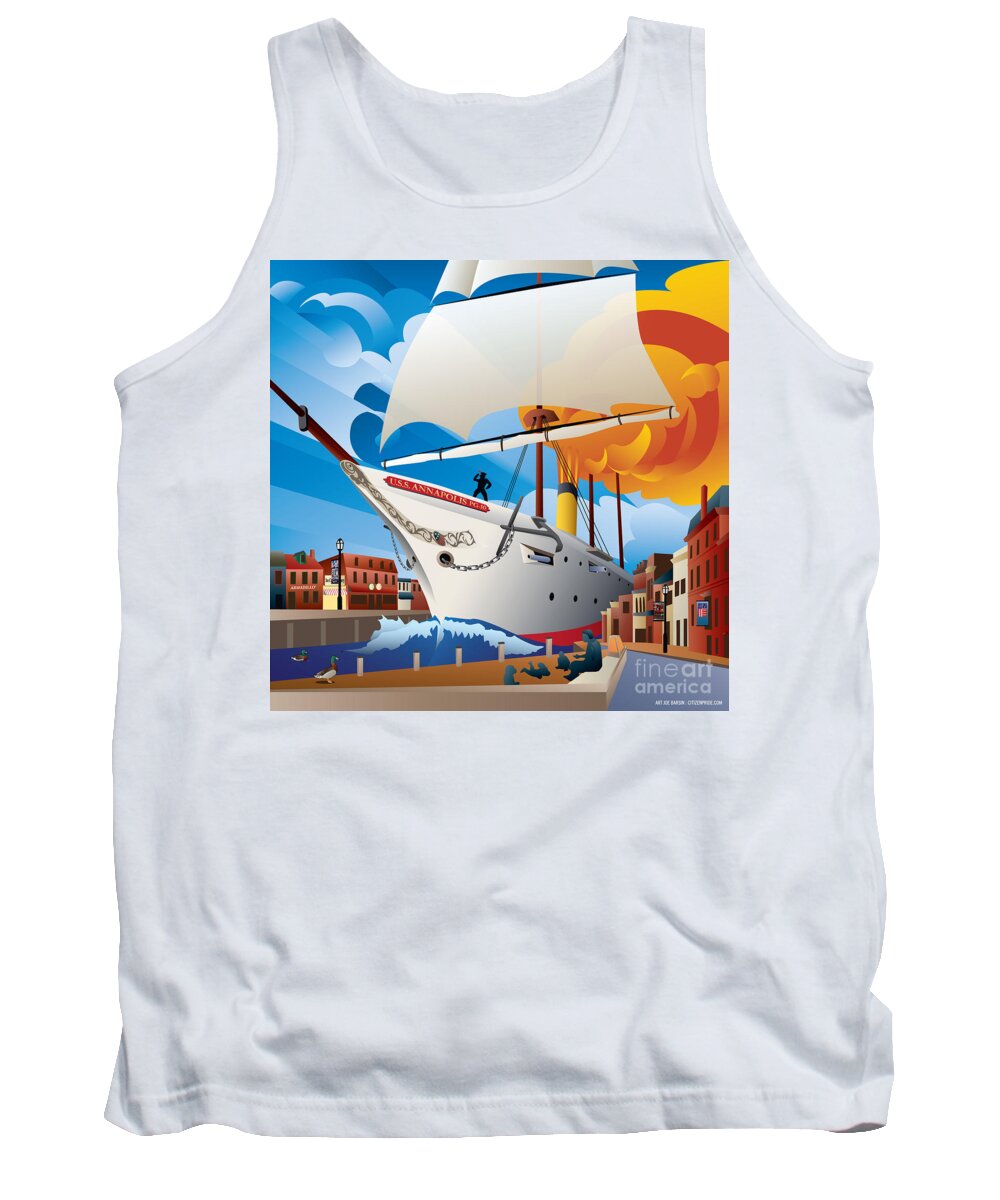 Uss Annapolis Tank Top featuring the digital art USS Annapolis in Ego Alley by Joe Barsin