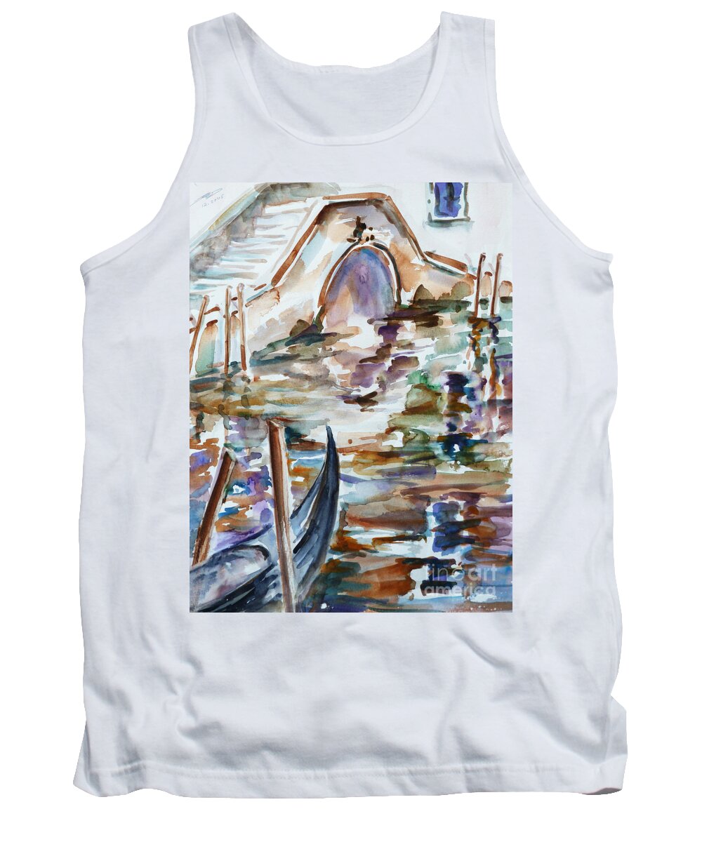 Watercolor Tank Top featuring the painting Venice Impression I by Xueling Zou