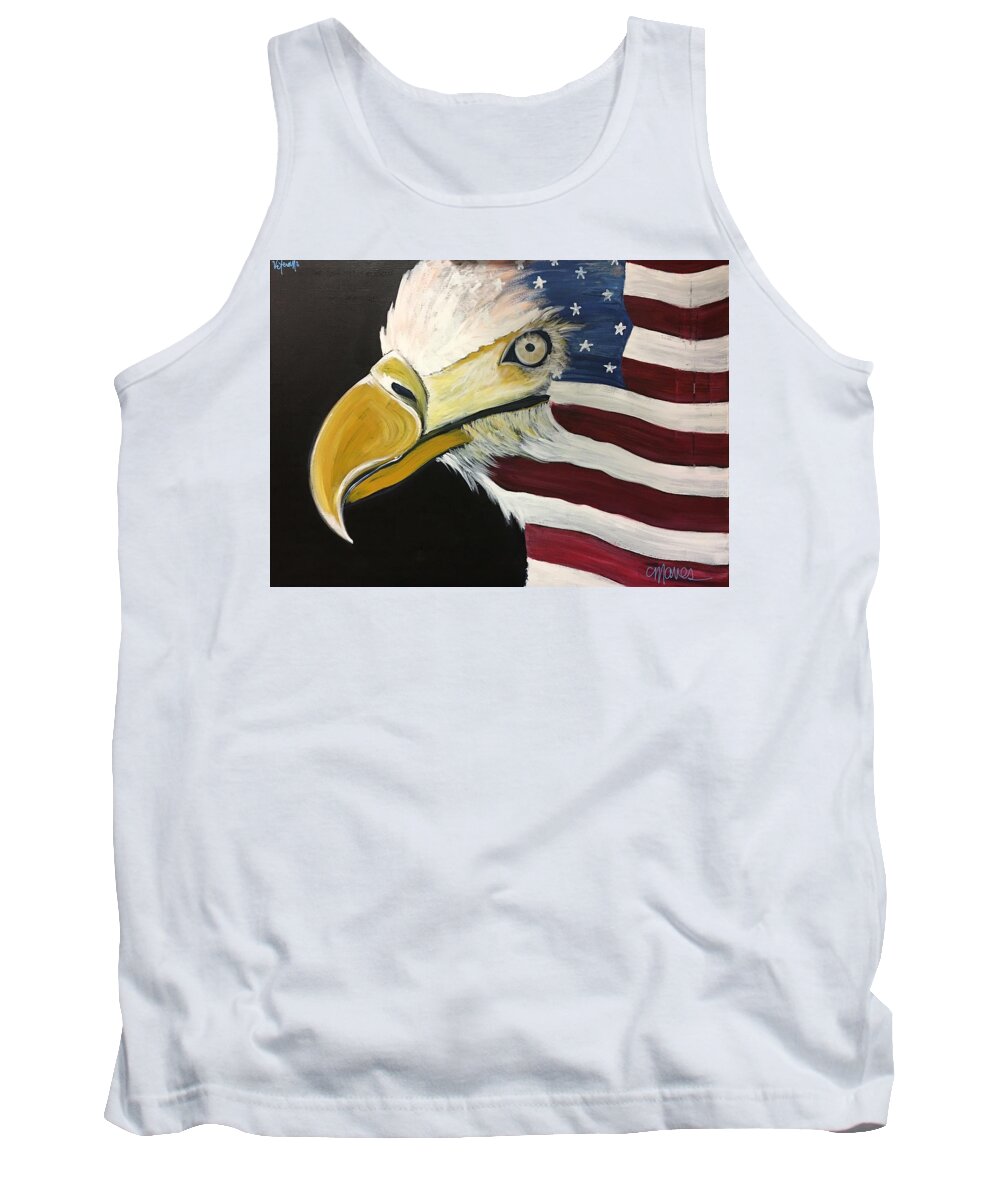 Veteran Tank Top featuring the painting Veteran's Day Eagle by Laurie Maves ART