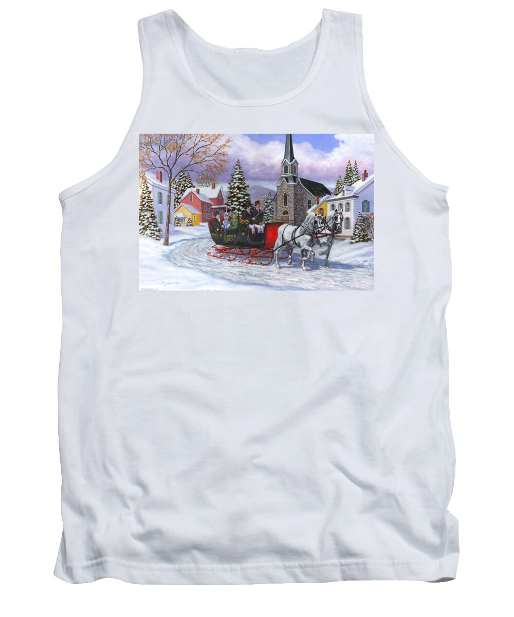 Sleigh Tank Top featuring the painting Victorian Sleigh Ride by Richard De Wolfe