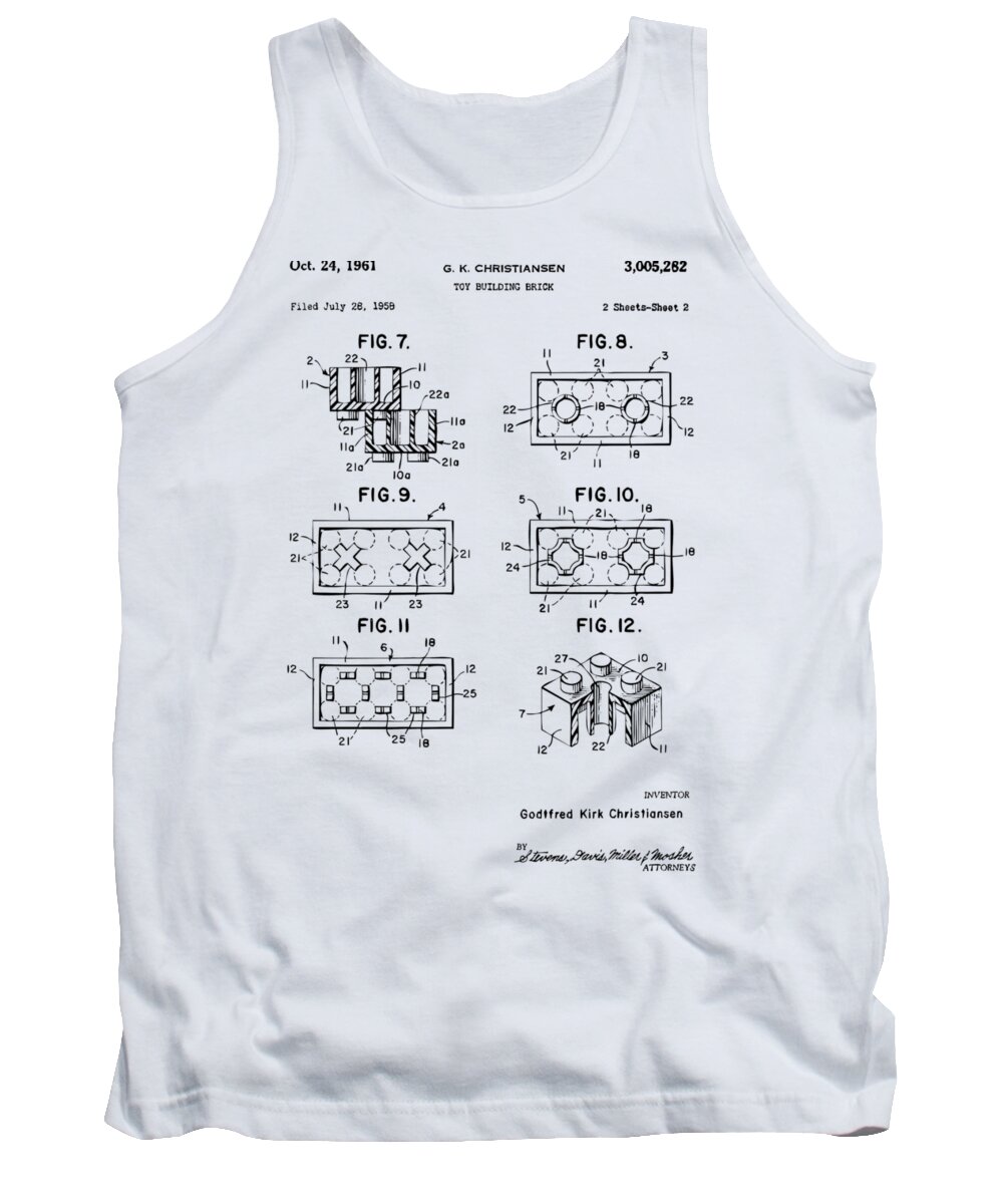 Toy Tank Top featuring the digital art Vintage 1961 LEGO Brick Patent Art by Nikki Marie Smith