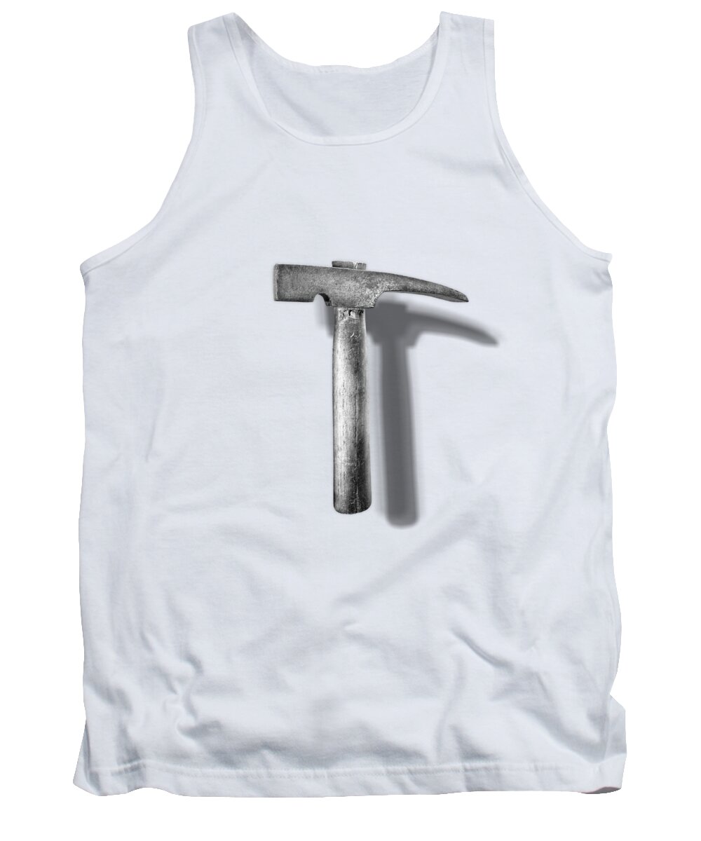 Hand Tool Tank Top featuring the photograph Vintage Masonry Hammer in BW by YoPedro
