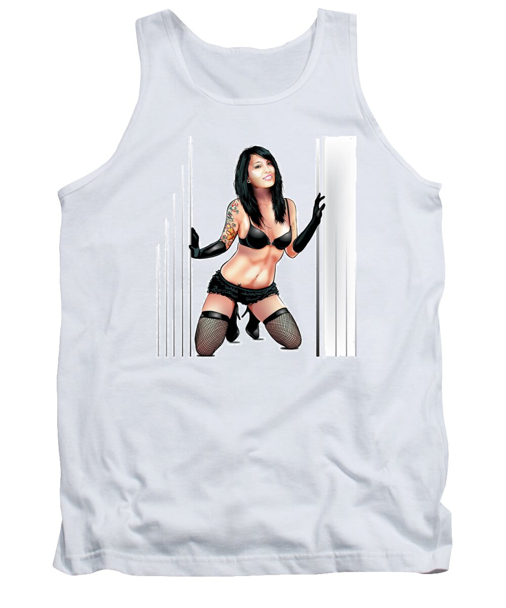 Waiting Tank Top featuring the digital art Waiting at the door by Brian Gibbs