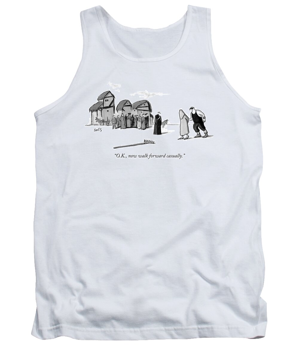 O.k. Tank Top featuring the drawing Walk Forward Casually by Julia Suits