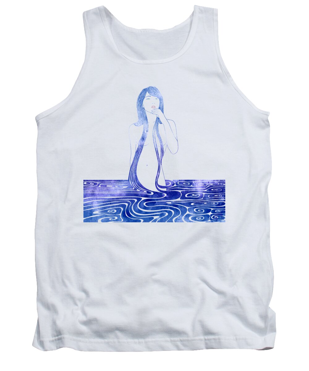 Beauty Tank Top featuring the mixed media Water Nymph C by Stevyn Llewellyn