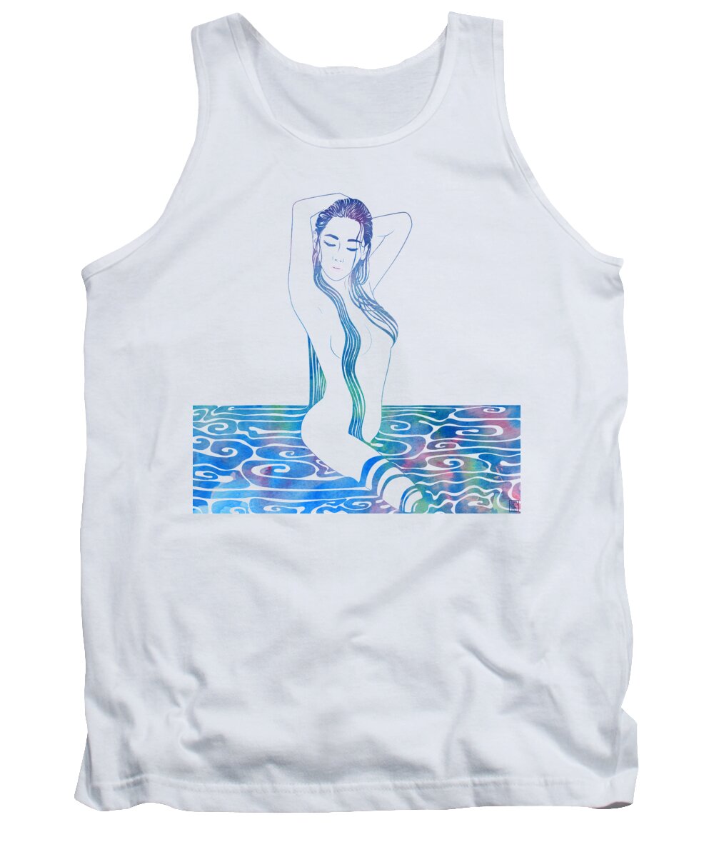 Beauty Tank Top featuring the mixed media Water Nymph XCIII by Stevyn Llewellyn