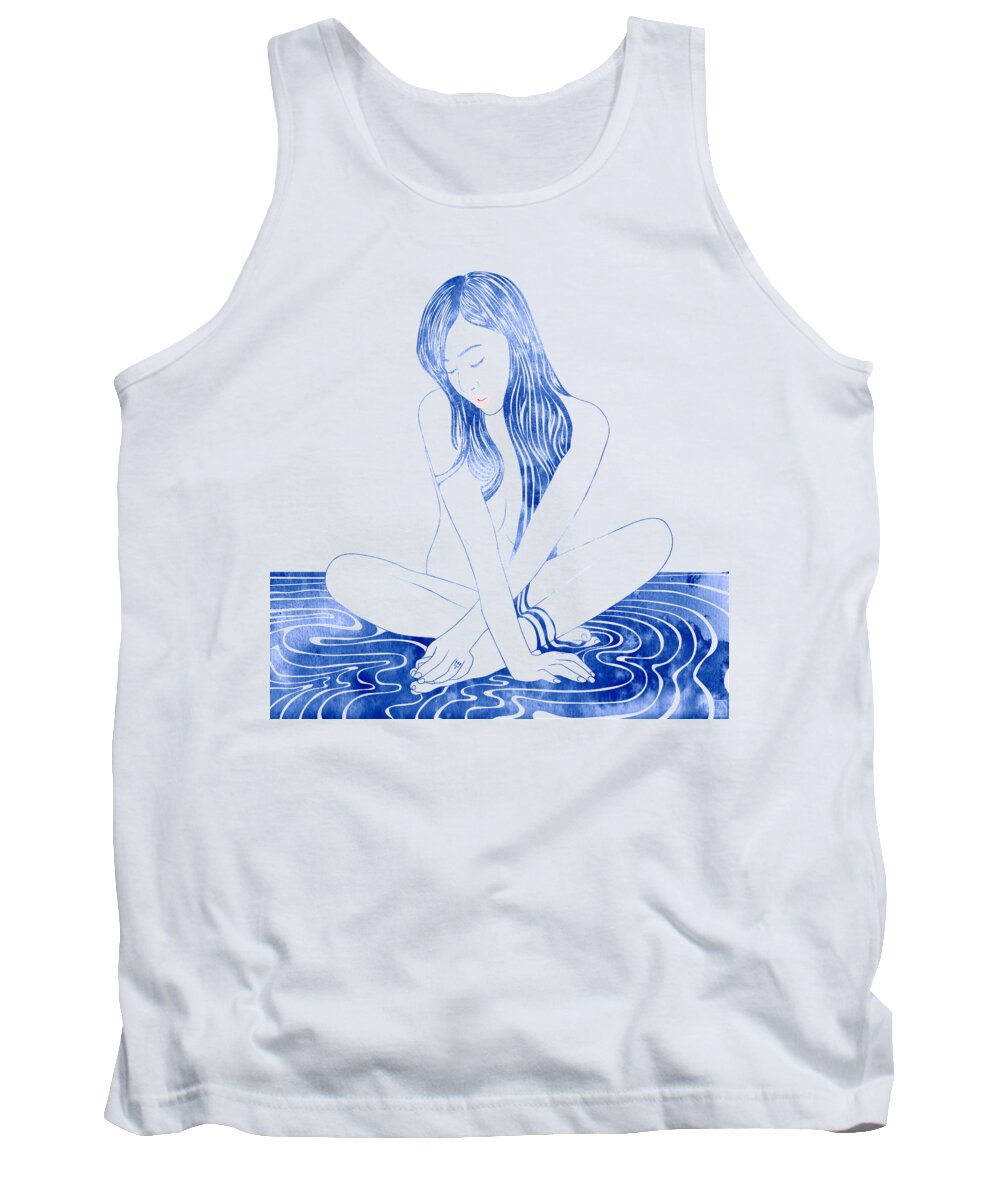 Beauty Tank Top featuring the mixed media Water Nymph XCVIII by Stevyn Llewellyn