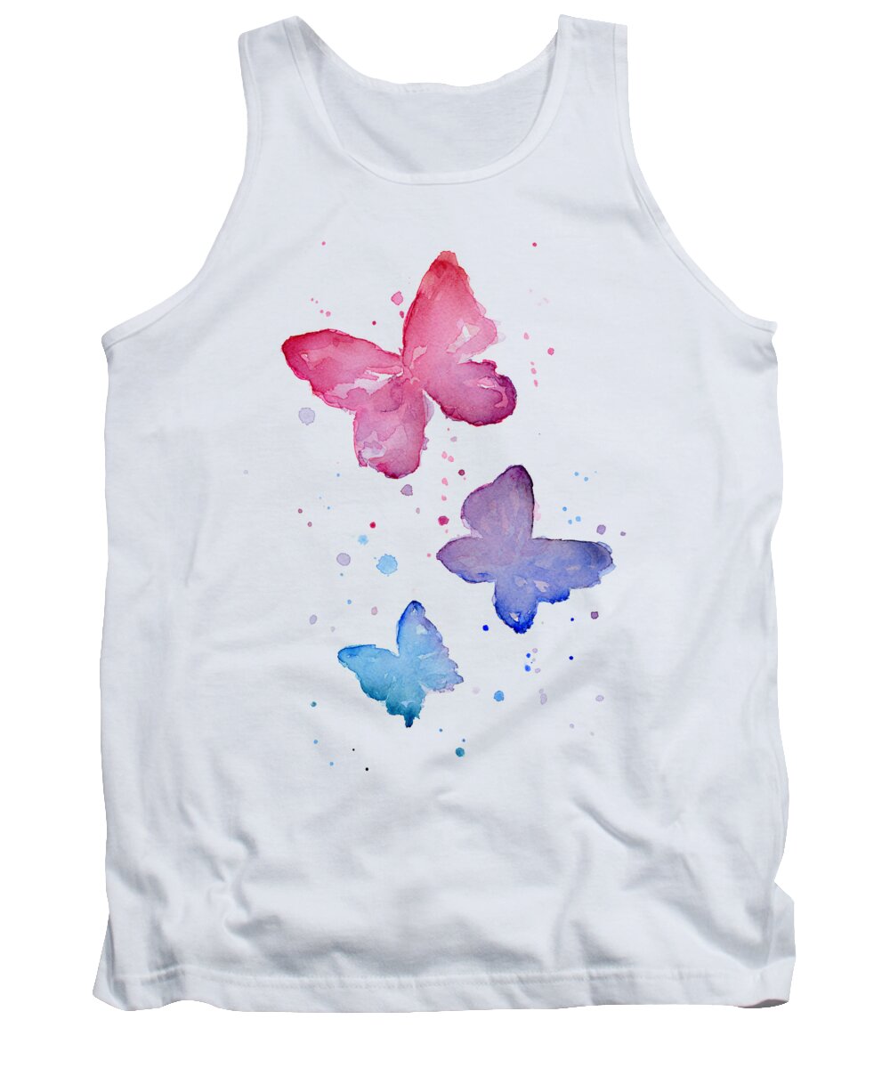 Watercolor Tank Top featuring the painting Watercolor Butterflies by Olga Shvartsur