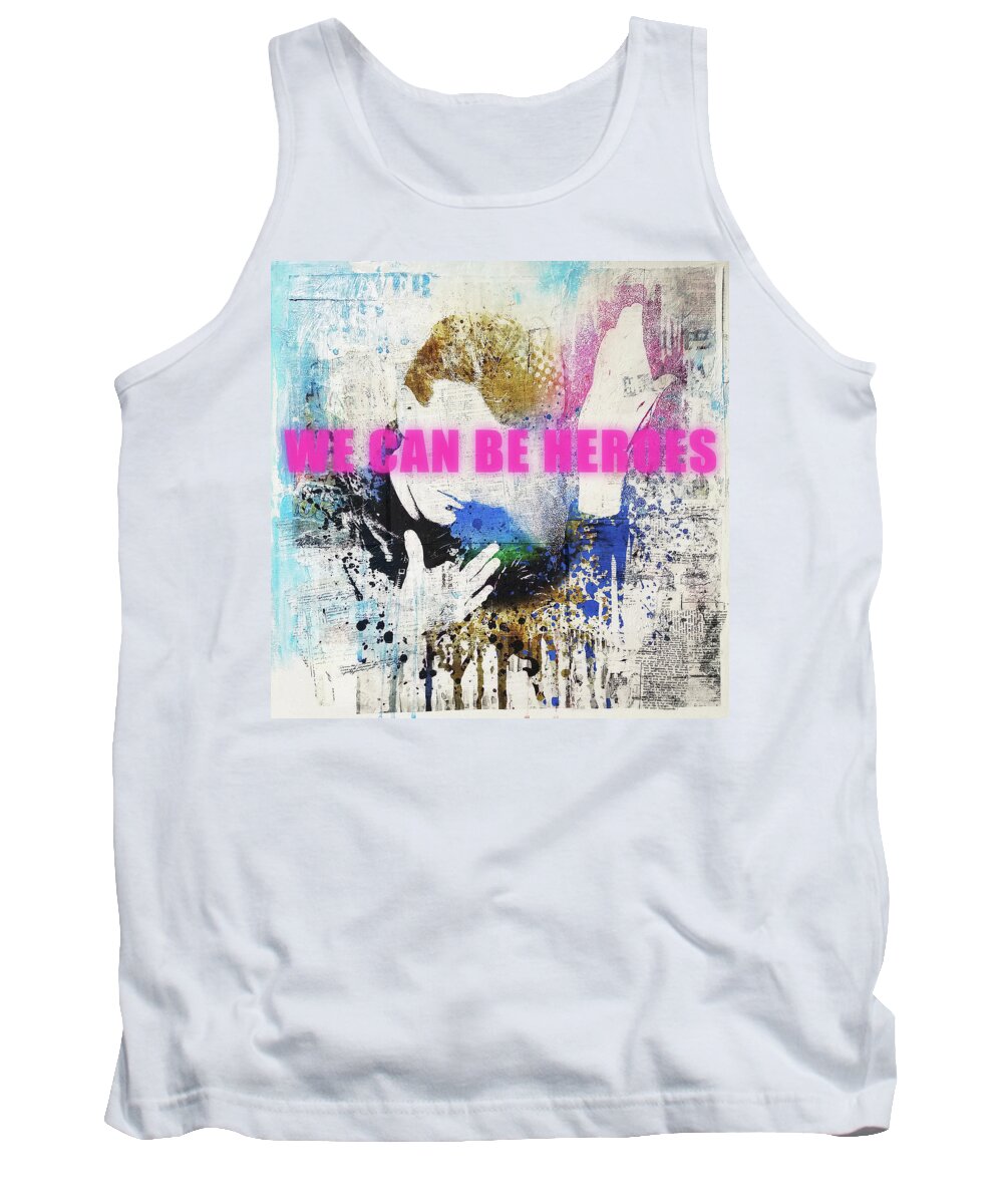 Jimi Tank Top featuring the painting We can be heroes by Art Popop