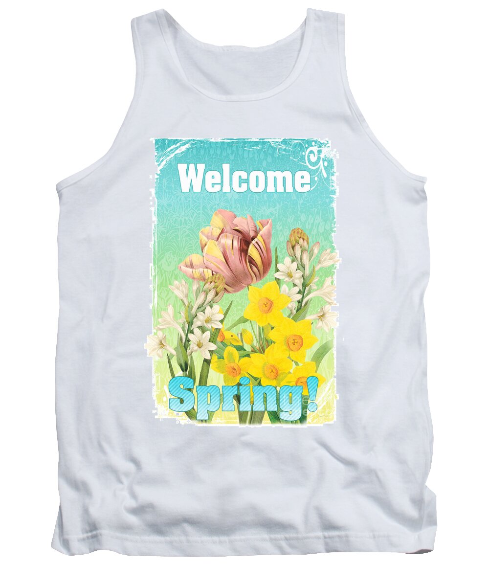 Jean Plout Tank Top featuring the painting Welcome Spring Flowers-JP2775 by Jean Plout